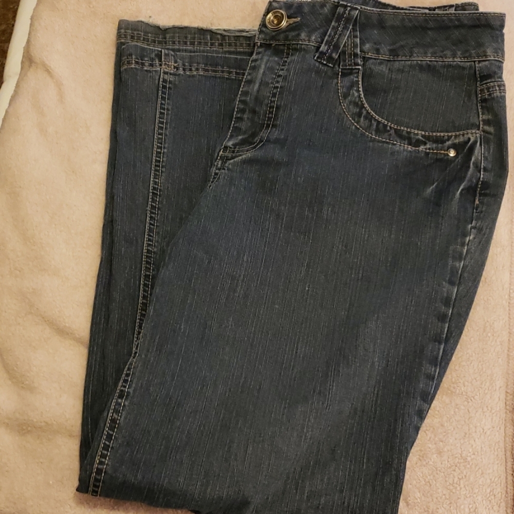 French Cuff jean, light wear on bottom, Size 14